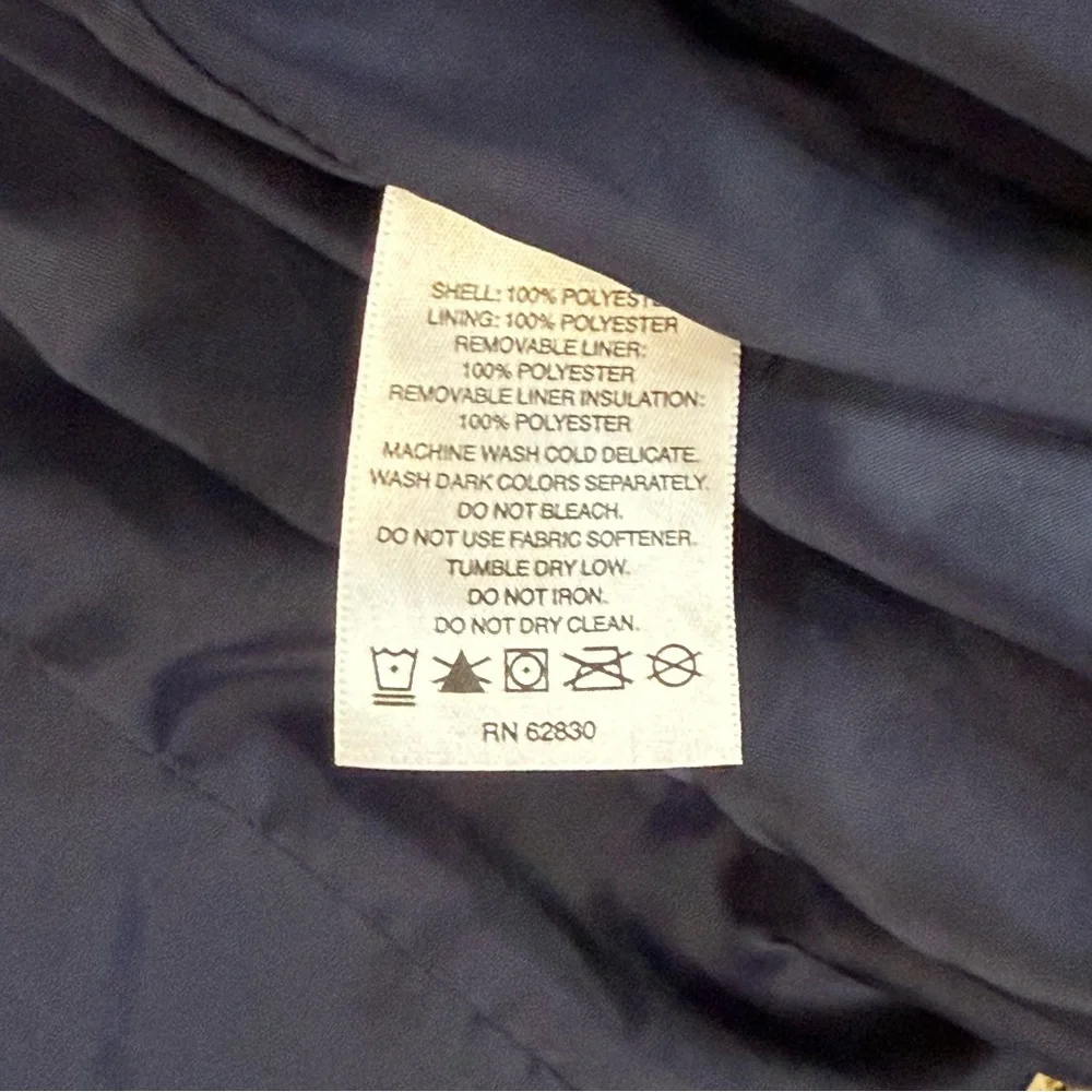 Lands End Navy Long Jacket Women’s XL American Airlines Oeko-Tex Lined Zip *Read
